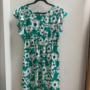 Green floral summer dress